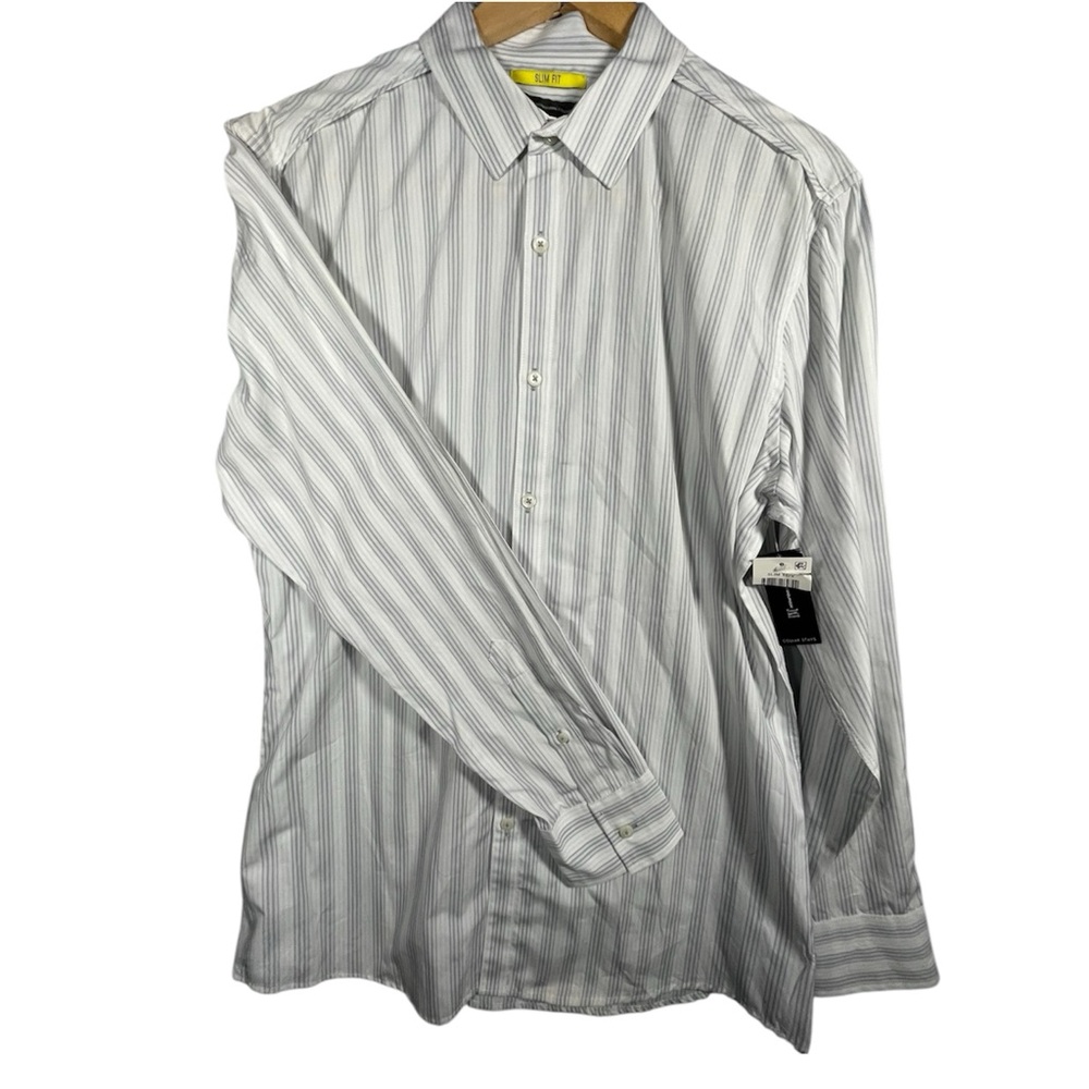 INC International Concepts White and Gray Dress Shirt. Size Large